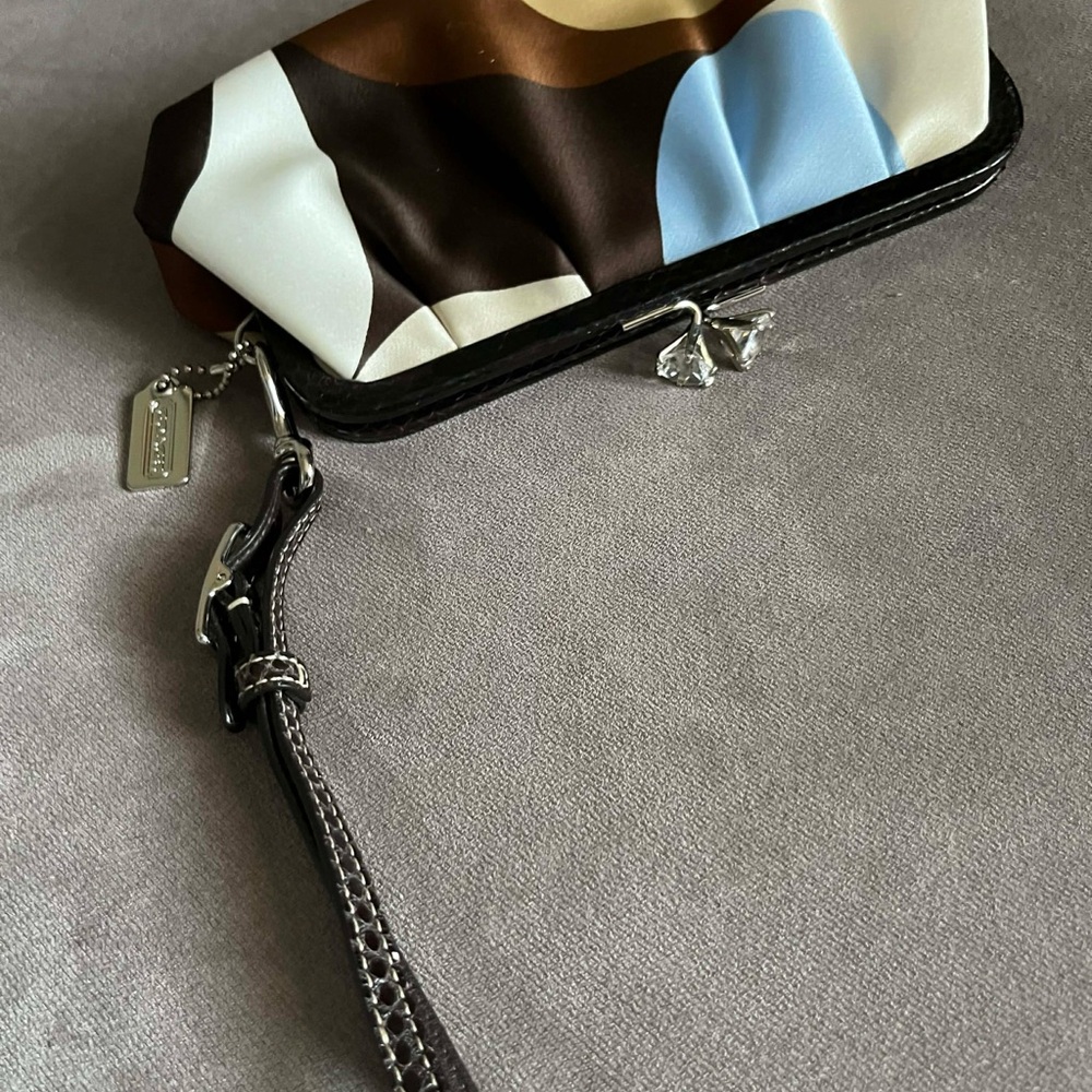Coach Brown and Blue Wristlet